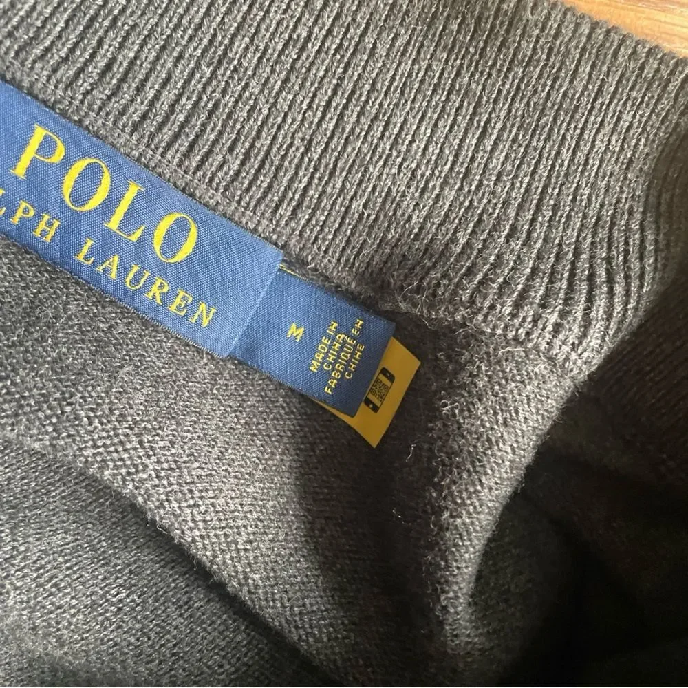 Polo Ralph Lauren men's Gray Black woven/knit hybrid full-zip bomber jacket Sz M